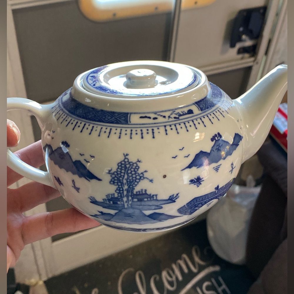 Vintage Japanese Blue and White Porcelain Teapot - part of a bigger same style